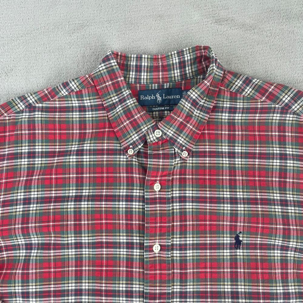 Polo Ralph Lauren Shirt Men 2XL Red Plaid Long Sleeve Custom Fit Preppy Pony